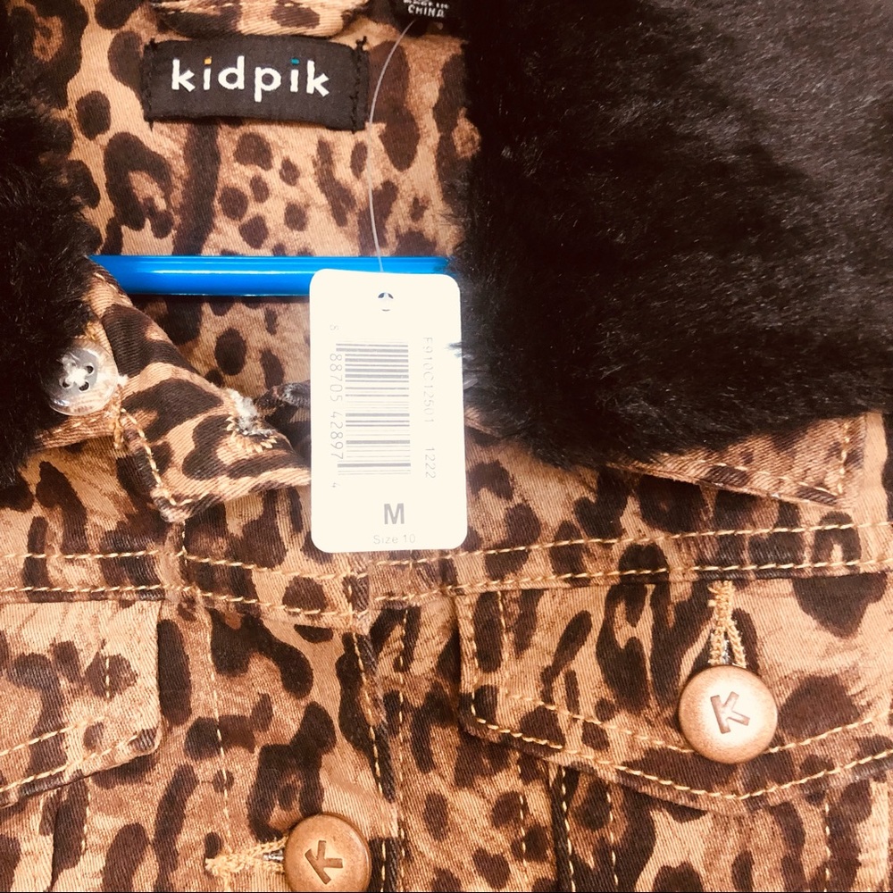 Kidpik Leopard Jacket with Removable Faux Fur Collar - Picture 4 of 6